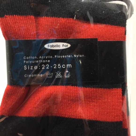NWT MY SOCKS RED BLACK STRIPE KNEE HI - Picture 2 of 2
